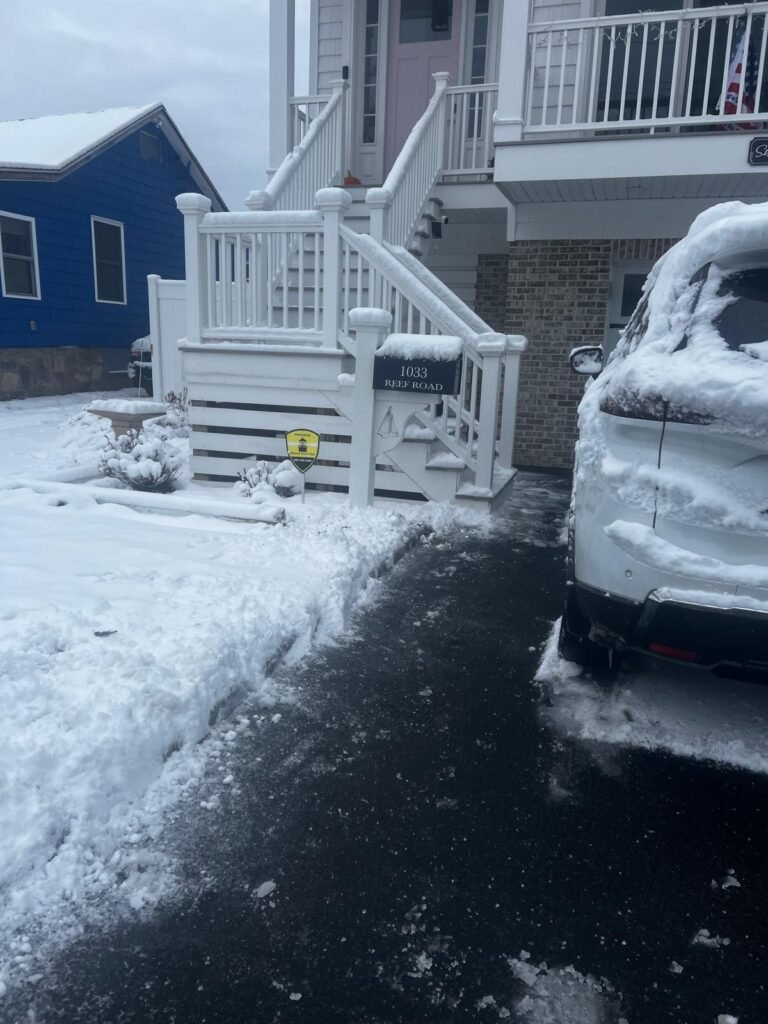 Residential driveway and walkway snow removal completed by M&G Landscaping & Lawn Care LLC in Fairfield, Connecticut