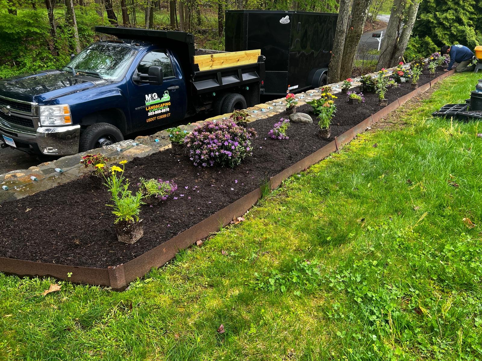 Landscaping and mulching project by M&G Landscaping & Lawn Care LLC in Fairfield and Easton, CT